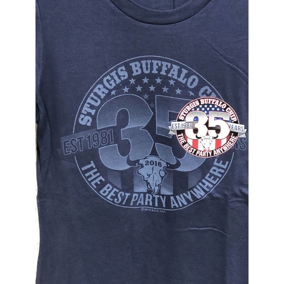 Hot Leathers Tops - Hot Leathers Women's 2016 Small Blue Sturgis Buffalo Chip 35 Years Est 1981 NWT